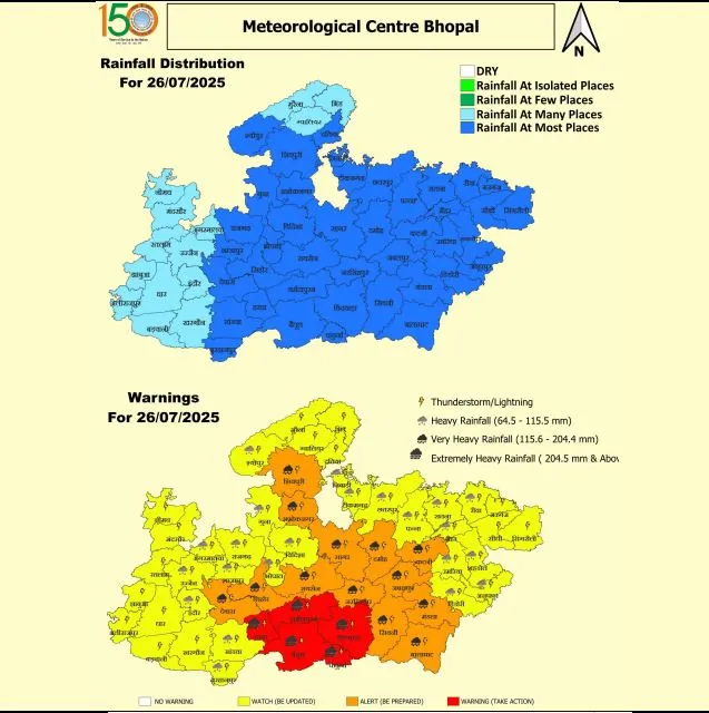 MP Heavy Rain Alert 26 July