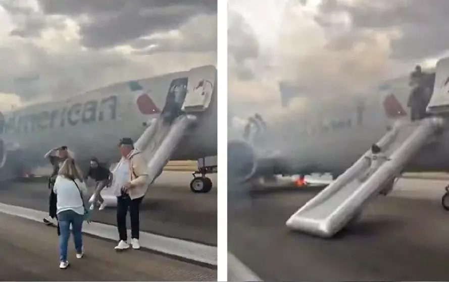 American Flight Caught Fire