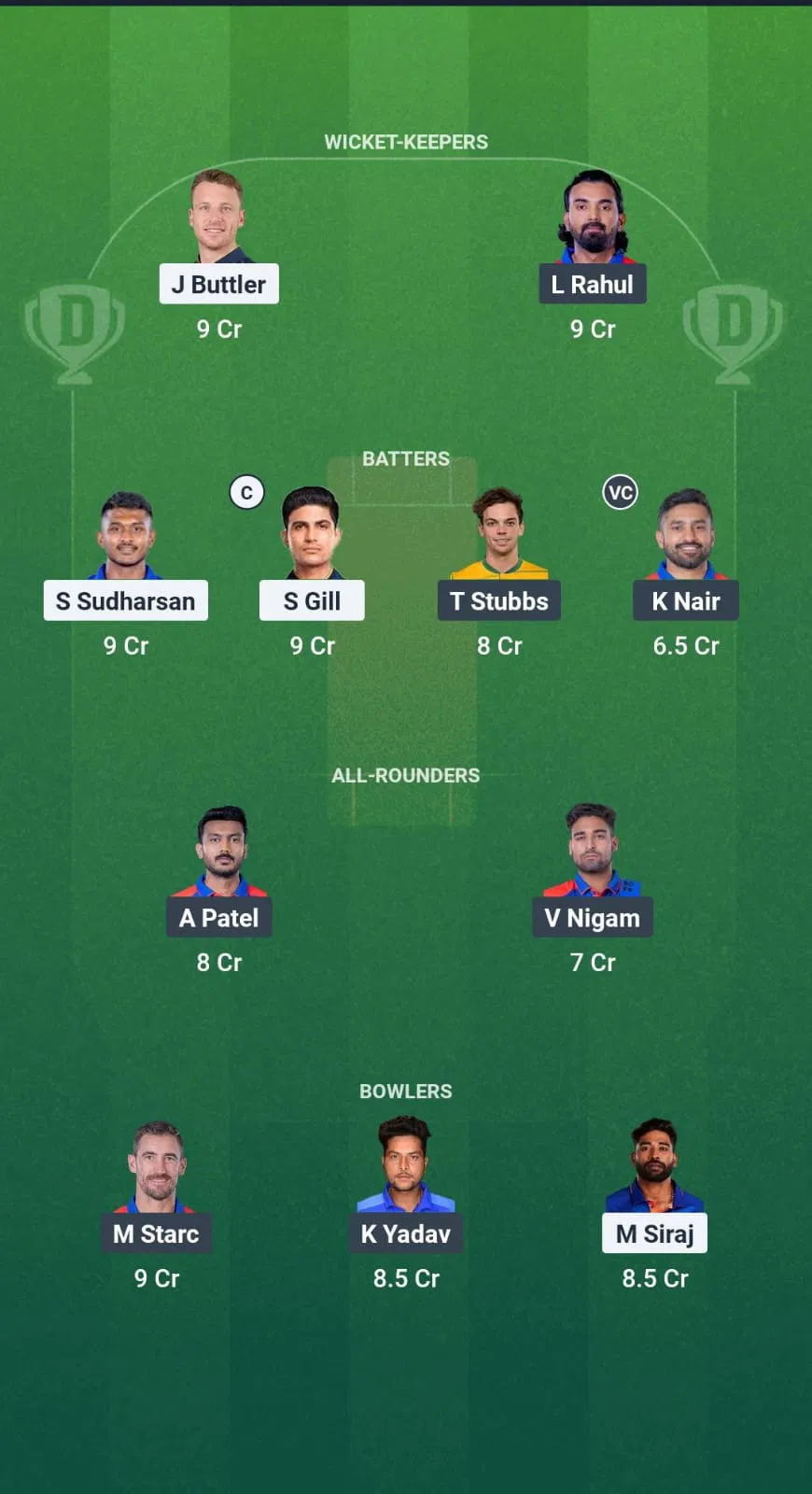Small League Team for GT vs DC Dream11 Prediction