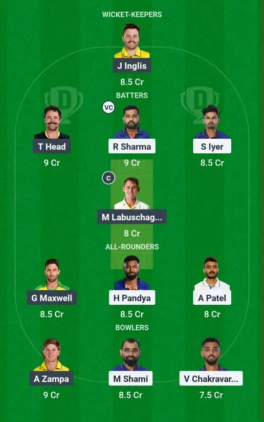 IND vs AUS Dream 11 Fantasy Team Prediction