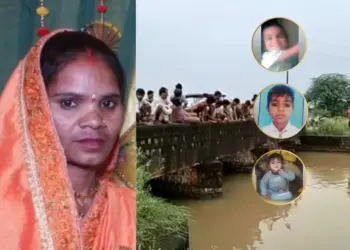 UP Banda suicide woman tied 3 children jumped into canal husband wife Dispute hindi news zxc