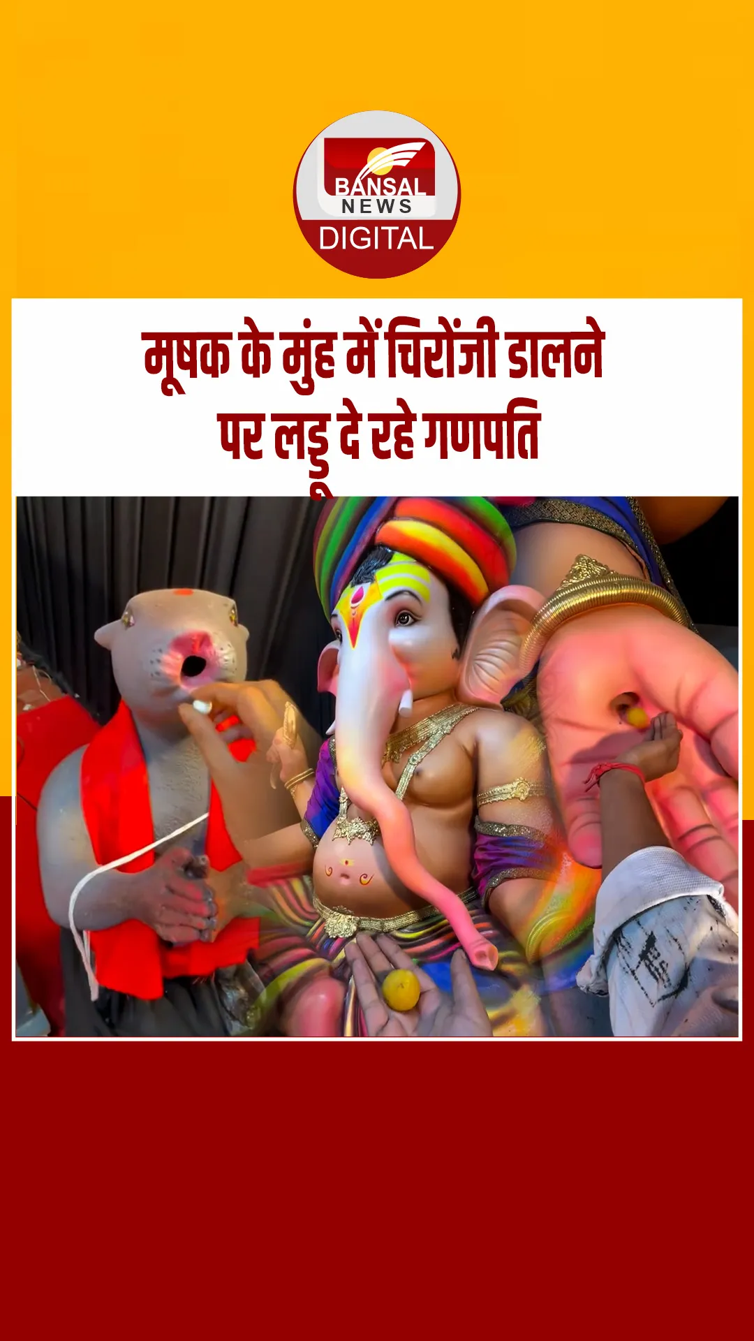 Raipur: पंडाल में भगवान गणेश खुद बांटते दिखे प्रसाद, चूहे की मुँह में डालते चिरौंजी और निकलते हैं लड्डू