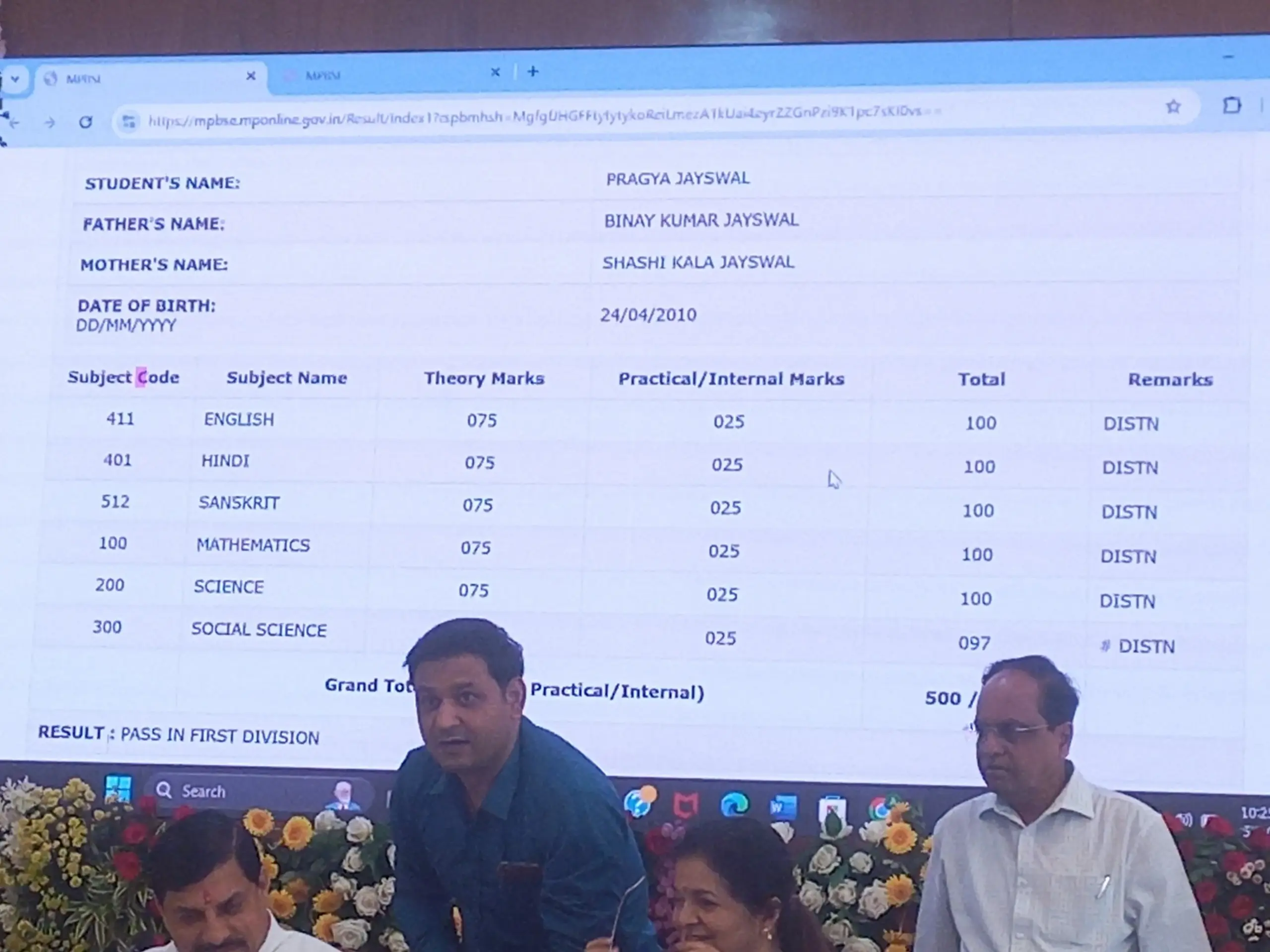 MP Pragya Jaiswal Topper