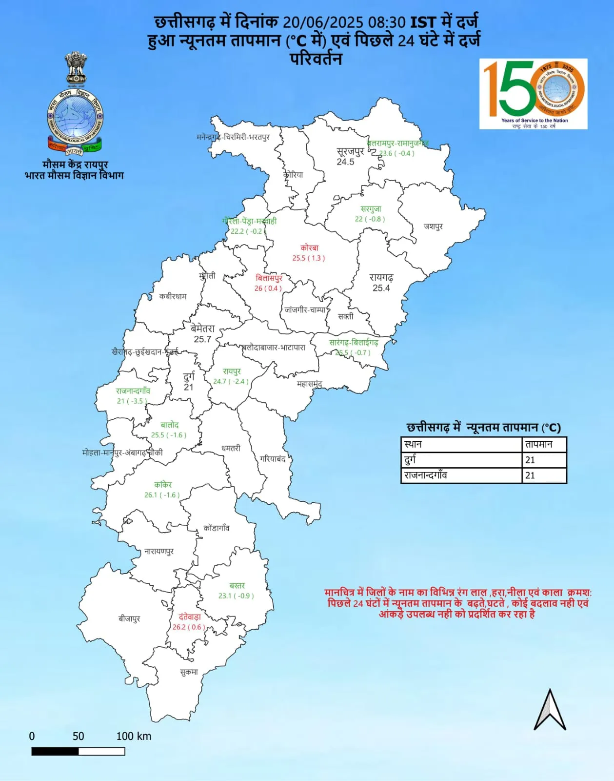 chhattisgarh minimum temperature