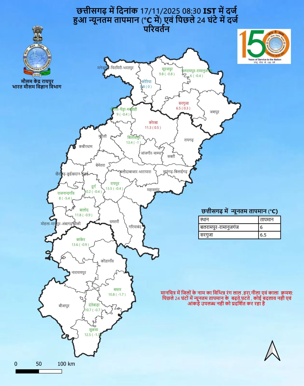 CG Weather Update: छत्तीसगढ़ में अगले दो दिन तक ठंड स्थिर, फिर 2-3°C बढ़ेगा तापमान, 13 जिलों में शीत लहर की चेतावनी जारी CG Weather Update: छत्तीसगढ़ में अगले दो दिन तक ठंड स्थिर, फिर 2-3°C बढ़ेगा तापमान, 13 जिलों में शीत लहर की चेतावनी जारी