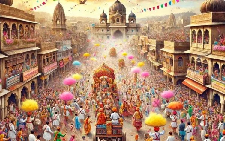 इंदौर में होगी बरसाना की लट्ठमार होली। फोटो-एआई।