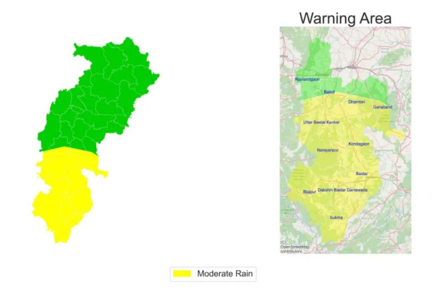 CG Weather Update : साइक्लोन ‘मोंथा’ का असर अब छत्तीसगढ़ तक, कई जिलों में भारी बारिश का अलर्ट जारी CG Weather Update : साइक्लोन ‘मोंथा’ का असर अब छत्तीसगढ़ तक, कई जिलों में भारी बारिश का अलर्ट जारी