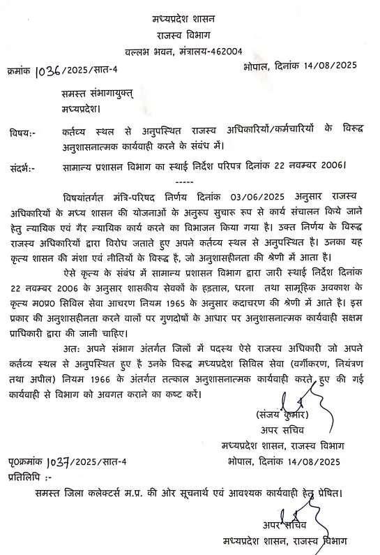 mp govt action on tahsildar