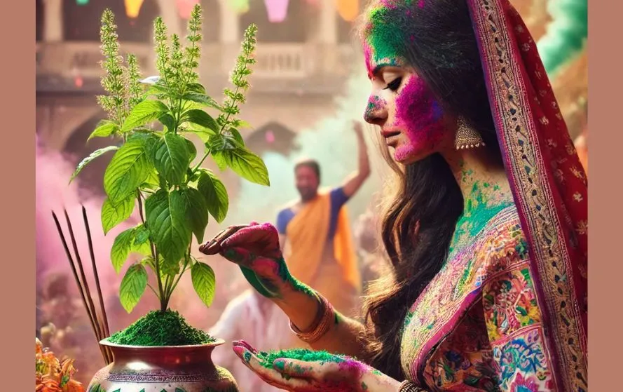 होली पर आजमाएं तुलसी के उपाय। (फोटो-एआई)